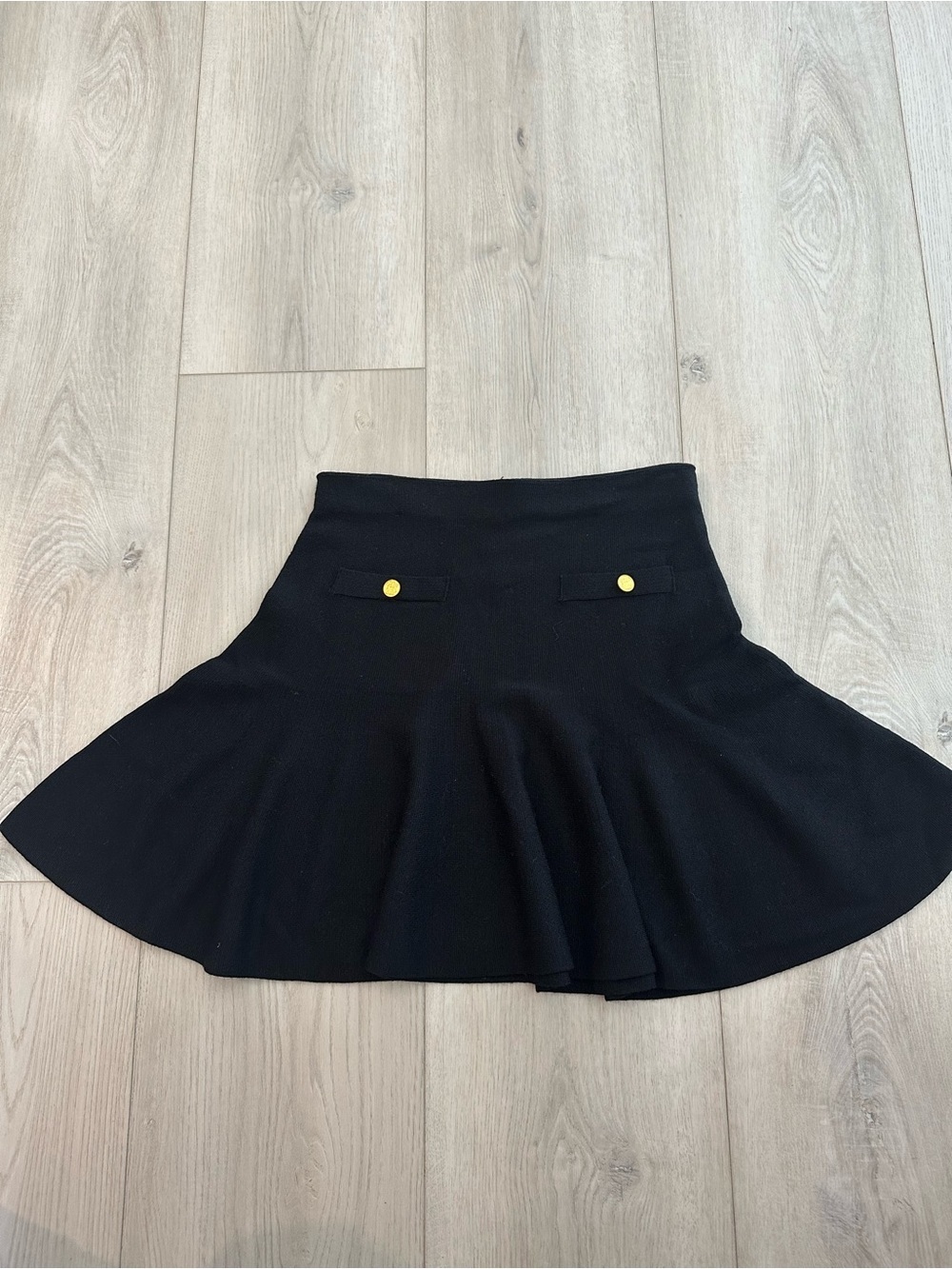 J. Crew Black mini Skirt with Gold Button Accents